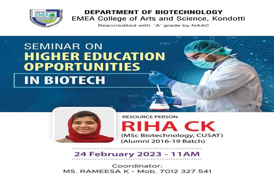 Seminar ON HIGHER EDUCATION OPPERTUNITIES IN BIOTECH