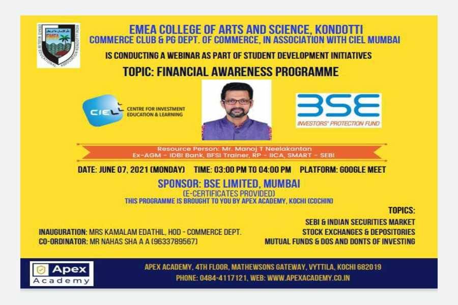 Webinar on BSE sponsored Financial awareness