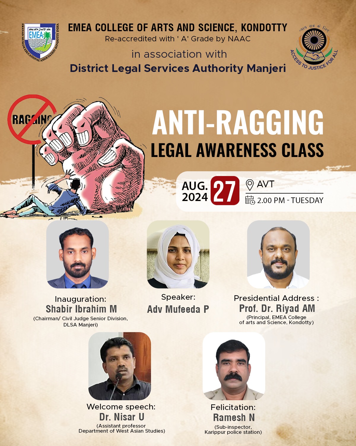 ANTI-RAGGING LEGAL AWARNESS CLASS