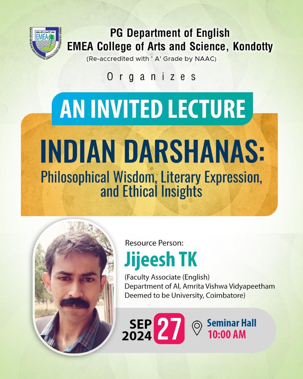 AN INVITED LECTURE- INDIAN DARSHANAS: